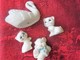 Delcampe - LOT DE 2 CHATS CAT IN CERAMIC + CYGNE + COCHONNET OU BISOU NOUNOURS ,? -Miniatures Décoratives  Animaux - Animals