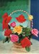 KL-1117- ROSES IN BASKET-CORBEILLE DE ROSES-3D- VIAGGIATA   F.G - Fiori