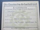 3. Reich 1943 / 44 DAF Deutsche Arbeitsfront Ersatzkarte Für Das Durch Feindeinwirkung Vernichtete Mitgliedsbuch Fiskal - Documentos Históricos