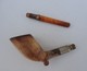 Ancienne Pipe En écume Et Ambre Dans Son étui Recouvert Cuir - Meerschaum Pipes