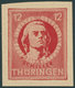 THÜRINGEN 97AXbp2U **, 1945, 12 Pf. Dunkelbräunlichrot, Vollgummierung, Dickes Papier, Fallende Papierstreifung, Ungezäh - Autres & Non Classés