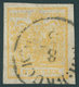 ÖSTERREICH BIS 1867 1Xaz O, 1850, 1 Kr. Ockergelb, Handpapier, Kartonpapier (0.14 Mm), K1 B:H:BRUCK, Pracht, Fotobefund  - Gebraucht