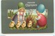 N°12144 - Carte Gaufrée - Fröhliche Ostern - Enfants Dans Des Oeufs Regardant Des Poussins - Easter