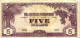 MALAYSIA MALAYA JAPAN OCCUPATION $5 BROWN PREFIX MK FRUIT FRONT MOTIF BACK ND(1942-44)aVF P? READ DESCRIPTION!! - Malaysia