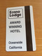 Hotelkarte Room Key Keycard Clef De Hotel Tarjeta Hotel OCEAN`S ELEVEN CASINO OCEANSIDE - Non Classés