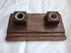 Ancien Encrier De Bureau En Bois Des Années 40 - Inkwells