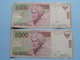 2 X 5000 LIMA RIBU Rupiah > Bank Indonesia ( For Grade, Please See Photo ) ! - Indonésie