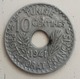 TUNISIE - 10 CENTIMES Ahmad Pasha 1941 - Zinc - 	KM# 267 - Tunisie