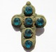 Stunning Medieva Period Bronze Cross Pendant With 6 Stones - Archeologia