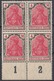 GERMANIA, ALLEMAGNE, GERMANY - 1921 - Due Quartine Nuove MNH Di Yvert 126  E 131 Con Margini E Angolo Di Foglio Numerati - Nuevos