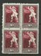 LETTLAND Latvia 1919 Michel 36 ERROR Abart Variety Abklatsch D. Rahmens Set Off Of Frame Print 4-Block MNH - Lettonie