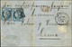 GC 1769 / N° 60 Paire Càd T 17 LE HAVRE (74) Sur Lettre Adressée Par La Voie Des Bâtiments De Commerce à Lima. Au Verso, - 1871-1875 Ceres