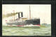 Lithographie Passagierschiff R.M.S. Connaught Auf Dem Meer, City Of Dublin Steam Packet Co. - Paquebots