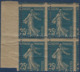 France 1907 Semeuse N°140 */** Bloc De 4 Variété De Piquage Décalé Signé Calves - Ongebruikt