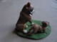 Statuette De Chien - Bull-dog Et Son Chiot - Tiere