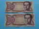 2 X 100 Bolivares Cien ( H59454846 & V35119080 ) 1992 Banco Central De Venezuela ( For Grade, Please See Photo ) 2 Pcs. - Venezuela