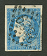 20c BORDEAUX Type I N°44a Bleu Fonçé Obl. Signé BRUN. Cote 1100€. TTB. - 1870 Bordeaux Printing