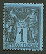 1c BLEU DE PRUSSE (n°84) Oblitéré. Cote 6000€. Certificat SCHELLER. TTB. - 1876-1898 Sage (Tipo II)