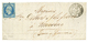 1855 20c BLEU SUR VERT (n°14d) TB Margé Sur Lettre De VILLENEUVE-DE-MARSAN. Signé SCHELLER. TB. - 1853-1860 Napoléon III