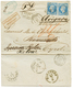 1862 20c (n°14)x2 Obl. PC + T.15 AVIGNON + APRES LE DEPART + AFFRANCHISSEMENT INSUFFISANT Sur Lettre Pour ROVEREDO TYROL - 1853-1860 Napoléon III