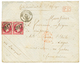 1864 Paire 80c (n°24) Obl. GC 2617 + T.15 NEGREPELISSE Sur Enveloppe Pour LAGOS. Destination Trés Rare. TB. - 1863-1870 Napoléon III Con Laureles
