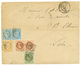 DORDOGNE : 1871 1c BORDEAUX(n°39) Filet Effleuré Mais Intact + 2c EMPIRE (n°26)x2 + CERES 15c + 25c(x2) Obl. GC 2813 + T - 1870 Emisión De Bordeaux