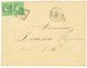 2 Exemplaires TB Margés Du 5c BORDEAUX (n°42) Obl. GC 691 + T.17 CAEN Sur Enveloppe Locale. RARE. Superbe. - 1870 Emisión De Bordeaux