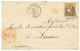 1871 30c BORDEAUX (n°47) TTB Margé Obl. GC 3581 + T.17 ST ETIENNE Sur Lettre Pour L' ANGLETERRE. TTB. - 1870 Emisión De Bordeaux