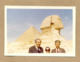 W23-Two Men,girl In Front Of Pyramid,Sphinx,Egypt-Out Of Frame-Vintage Photo Snapshot - Africa