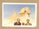 W23-Two Men,girl In Front Of Pyramid,Sphinx,Egypt-Out Of Frame-Vintage Photo Snapshot - Africa