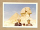 W23-Two Men,girl In Front Of Pyramid,Sphinx,Egypt-Out Of Frame-Vintage Photo Snapshot - Africa