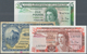 Gibraltar: Set Of 3 Banknotes Containing 10 Shillings 1958 P. 14c, Used With Folds And Stain In Pape - Gibraltar