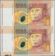 Slovakia / Slovakei: Uncut Pair Of The 5000 Korun 1995, P.29 With Small Border Pieces Of The Paper S - Eslovaquia