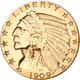 Vereinigte Staaten Von Amerika - Anlagegold: 5 Dollars 1909 D (Half Eagle - Indian Head), KM# 129, F - Autres & Non Classés