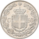Italien: Umberto I. 1878-1900: 50 Centesimi 1889 R, Rom. KM# 26, Pagani 608. Montenegro 55. Sehr Sel - 1861-1878 : Victor Emmanuel II