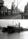 2 Photos Originales Femme Seule Perdue Au Pied Des Grues Du Port De Hambourg Vers 1960 & Paquebot En Cale Sèche - Barcos