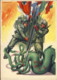 1942-Antibolscevismo Tripartito E Piovra URSS Cartolina In Franchigia Dis.Casolare Viaggiata - Guerra 1939-45