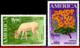 Ref. UR-1355-56 URUGUAY 1990 FAUNA AND FLORA, UPAEP, AMERICA ISSUE,, FLOWERS, DEER, SET MNH 2V - Autres & Non Classés