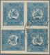 Georgien: 1919 10 K Blue George On Horseback In Block Of Four, Cancelled To Order, One Stamp Turned - Georgien