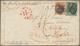 Indien: 1854 Litho 1a. Dull Red And Typo 2a. Green Used On Small Cover From Myrzapore To London 'Via - Other & Unclassified