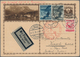 Indien - Flugpost: 1929 ZEPPELIN Orient Flight: Austrian Postal Stationery Card, Uprated 1s.74g., Us - Luchtpost