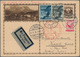 Indien - Flugpost: 1929 ZEPPELIN Orient Flight: Austrian Postal Stationery Card, Uprated 1s.74g., Us - Airmail