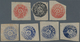 Indien - Feudalstaaten: JAMMU & KASHMIR 1867-77 Ca.: Seven Circular Stamps (½a. And 4a. In Red, 1a. - Sonstige & Ohne Zuordnung