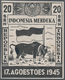 Indonesien - Vorläufer: Java, 1945, Independence 20 S. Buffalo And Flag, Large Size Proof In Black O - Indonesien