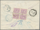 Iran: 1895, Envelope 16 Ch. Carmine Uprated On Reverse 1 Ch. Violet (block-4) Tied "TABRIZ AP 1895" - Iran