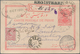 Iran: 1901, Stationery Card 5 Ch. Violet/5 Ch. Carmine, Double Card With Paid Reply Canc. In Transit - Iran