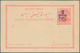 Iran: 1903, Pictorial Stat. Postcard 5ch. 'Shah Muzzafar-ad-Din' Surch. In Blue '3 Chahis' With Pict - Iran