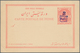 Iran: 1903, Pictorial Stat. Postcard 5ch. 'Shah Muzzafar-ad-Din' Surch. In Blue '3 Chahis' With Two - Iran