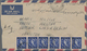 Katar / Qatar: 1954 Envelope From Qatar 1953, QEII 1 A./2 1/2d Blue (6, Strip-4 And Pair) Tied "BAHR - Qatar