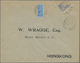 Macau: 1902/03, 6 A./200 R. Bluish On Blue And 3 A. Slate Tied "MACAU 17 AGO 10" To Cover To Hong Ko - Sonstige & Ohne Zuordnung